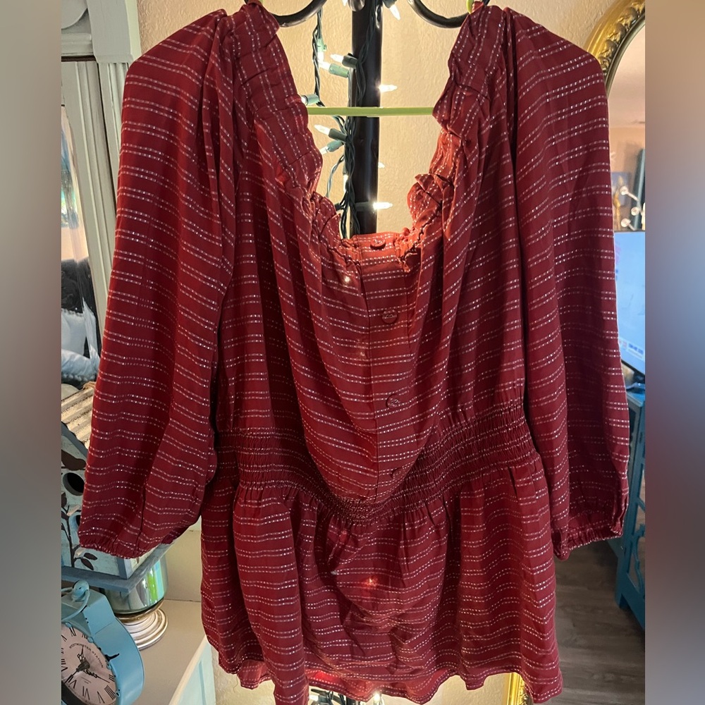 Lane Bryant Smocked Waist Blouse Sz 22/24 - Picture 4 of 11